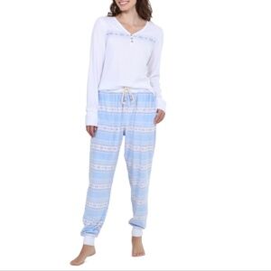 Honeydew Women's Travel Day Henley Fleece Pajama Set - Nordic Fair Isle NWT